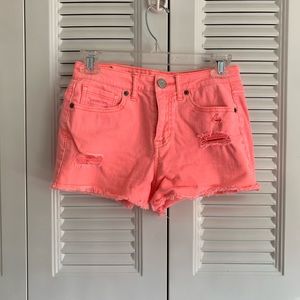 neon pink high waisted shorts